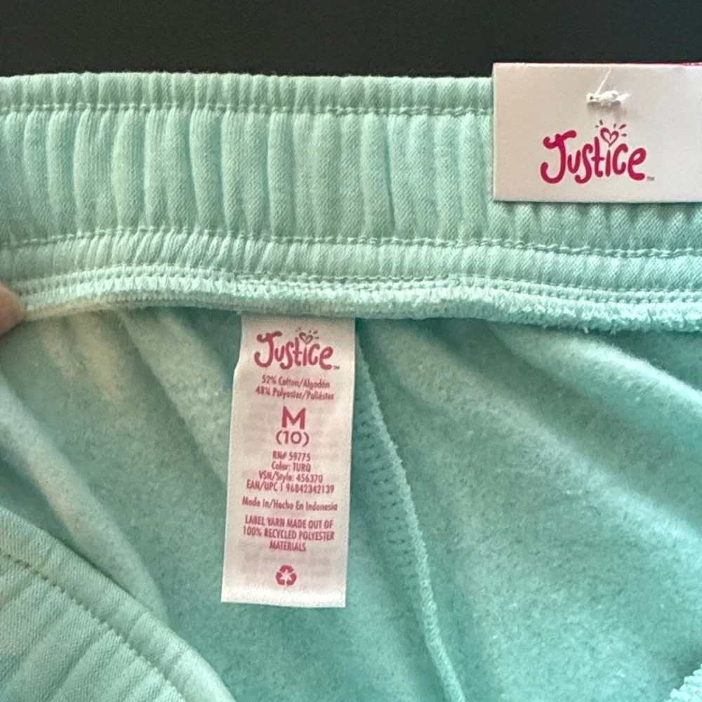 Justice Light Blue Sweatpants with Smiley Graphic